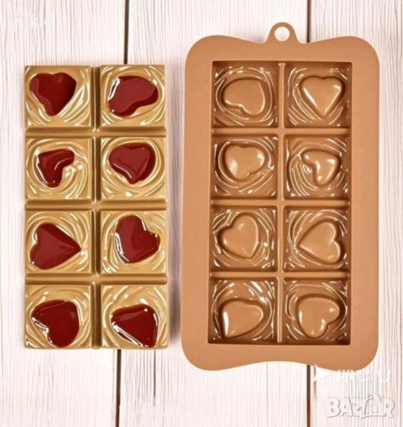 8 парчета квартатчета със сърце плочка шоколадов блок шоколад , снимка 1