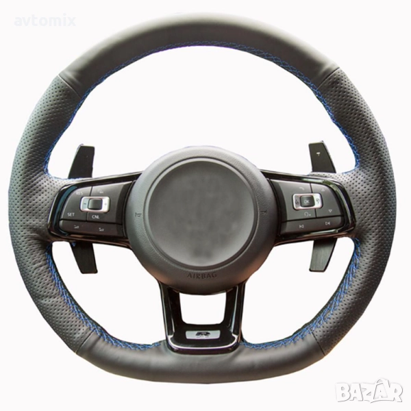 Кожен калъф за волан шиещ, VW Polo, Golf R, Golf 7 GTI, Scirocco , снимка 1