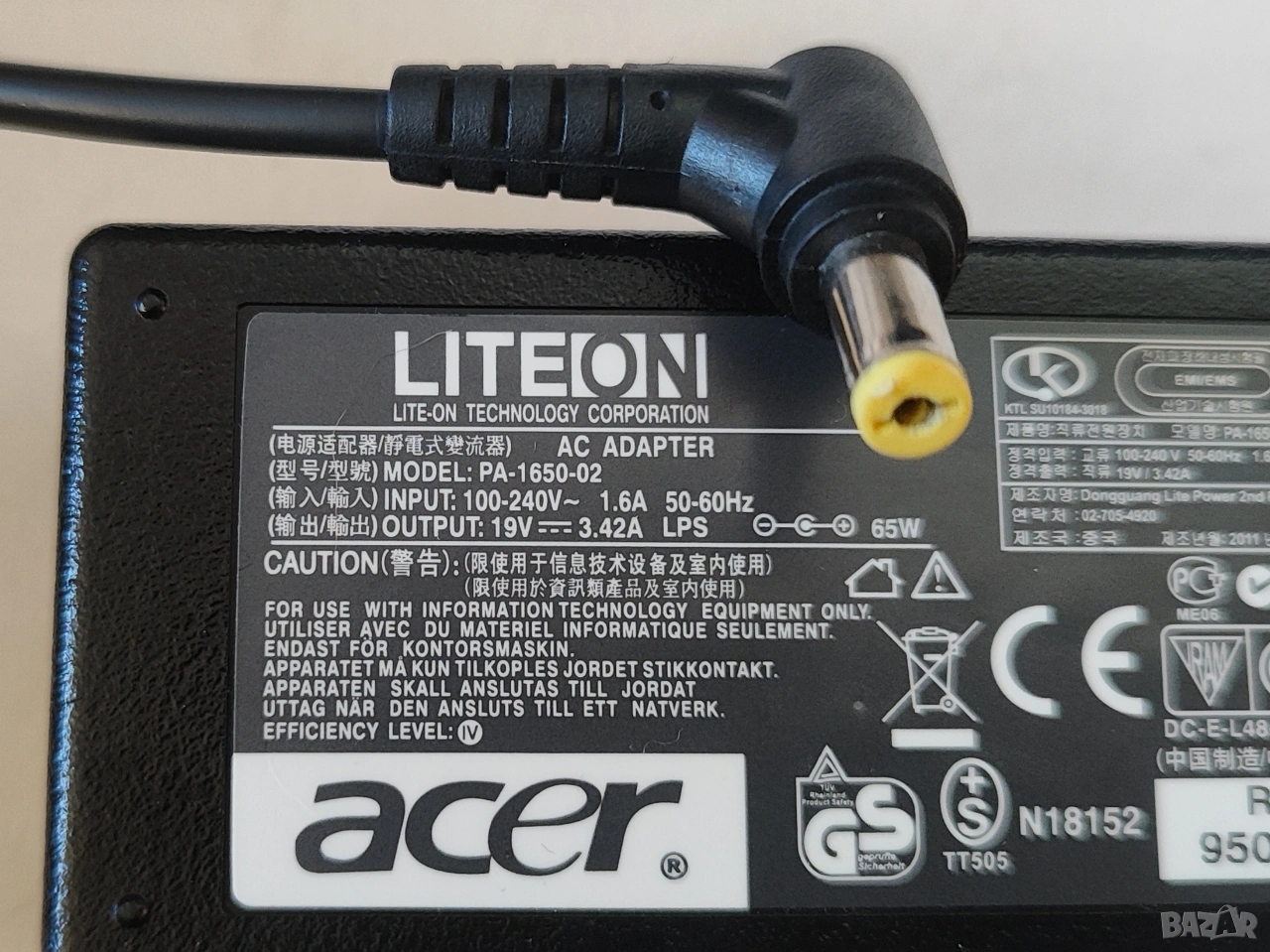 Оригинално зарядно за ACER 19V / 3.42A / 65W, снимка 1