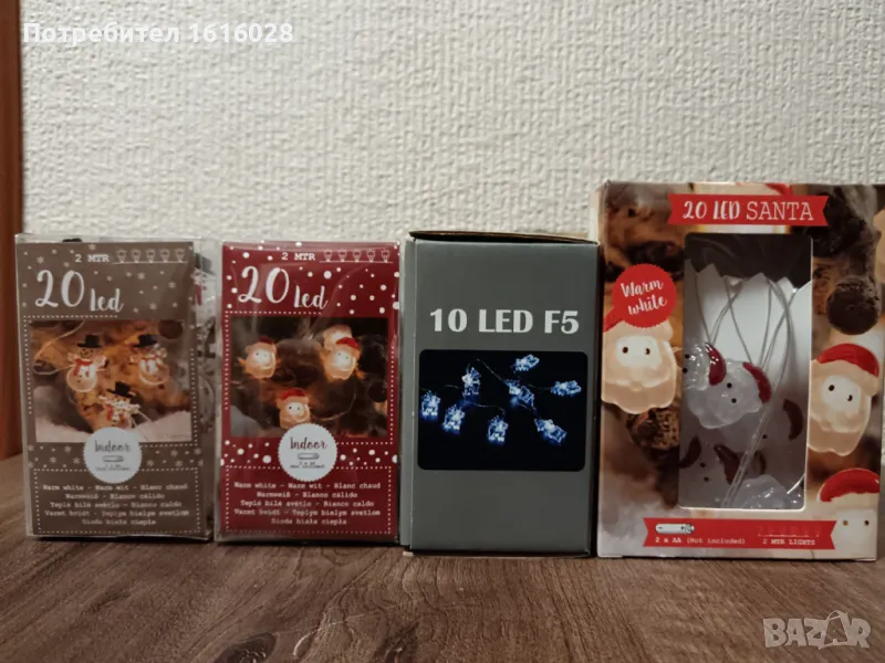 Нов Герлянд с 20 LED лампички с дядо Коледа и еленчета., снимка 1