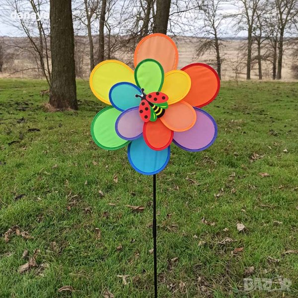 3606 Вятърна въртележка за градина Голямо цвете с животинче, снимка 1