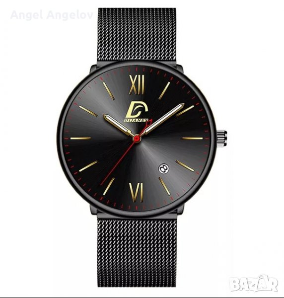 Модни мъжки минималистични часовници Луксозен мрежест колан от неръждаема стомана Кварцов ръчен часо, снимка 1