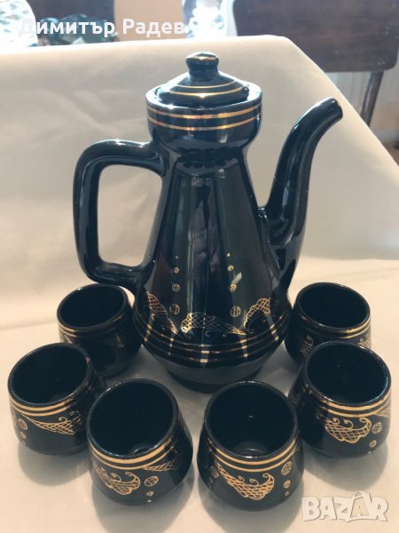 Ретро керамичен сервиз от Анадола—Турция керам.1976г- совинир за младоженци кристално Дания, снимка 1