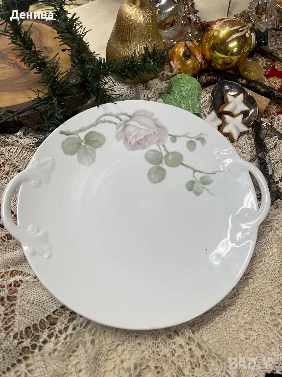 Rosenthal  Изключително елегантно и нежно на живо💜 Дръжки с прекрасен релеф и нежна розова клонка П, снимка 1