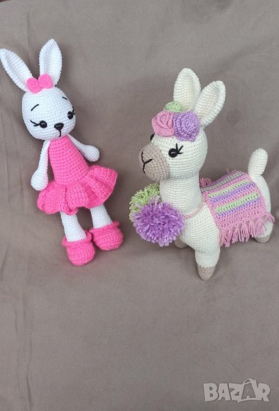 Плетени играчки - еднорог и лама, снимка 1