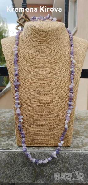 Комплекти дълъг гердан и гривна с естествени камъни. Бижута Луди гъби., снимка 1