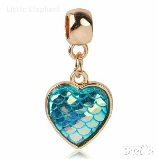 Висящ елемент сърце-русалка,Gold/нов, снимка 1