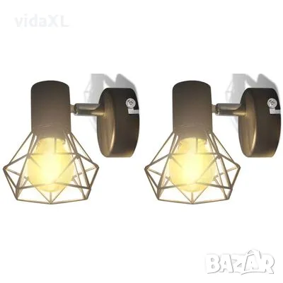 vidaXL 2 черни аплика с телена рамка индустриални LED крушка филамент(SKU:242265), снимка 1