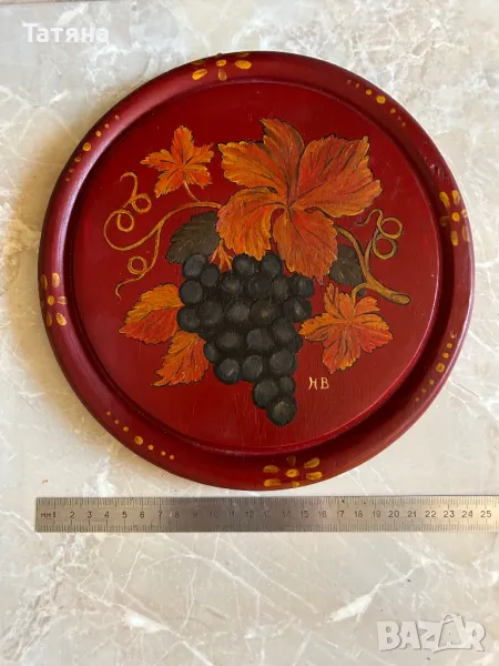 Старо дървено пано за стена «Грозде», снимка 1