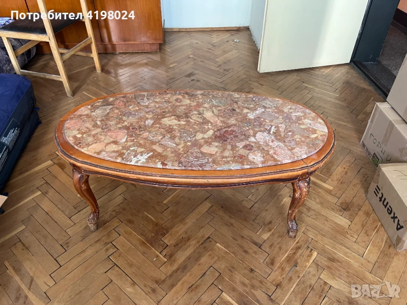 Антикварска маса с мраморен плот, снимка 1