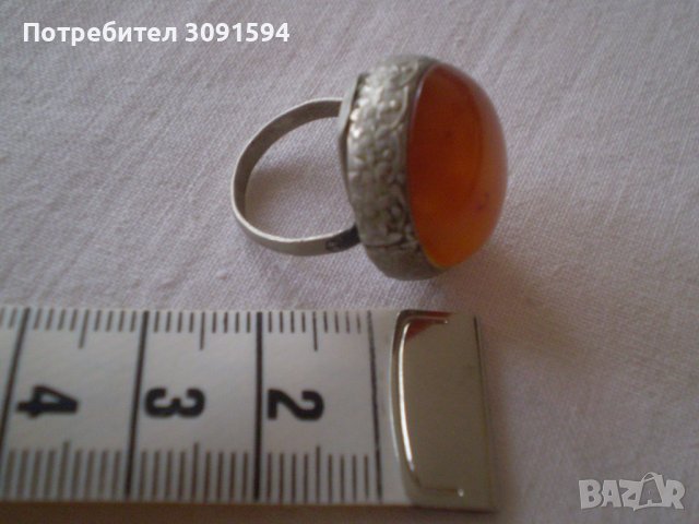 Стар сребърен пръстен с натурален Кехлибар , снимка 8 - Антикварни и старинни предмети - 37094766