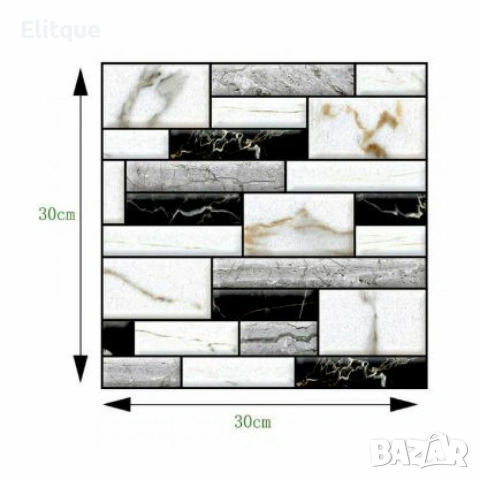 Самозалепващи 3D стикери за стена – Имитация на мрамор, 30x30 см (10 броя), снимка 2 - Декорация за дома - 53562533