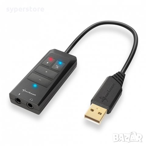 Звукова карта на USB Sharkoon SB1 SH0068 - външна USB Sound Card External, снимка 1 - Кабели и адаптери - 32398478