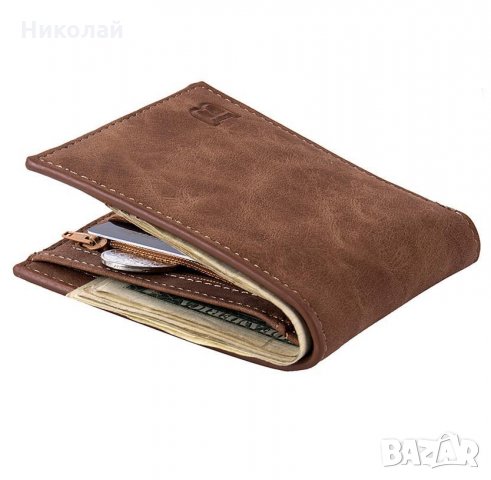 Мъжки кафяв кожен портфейл Baborry , снимка 6 - Портфейли, портмонета - 26572544