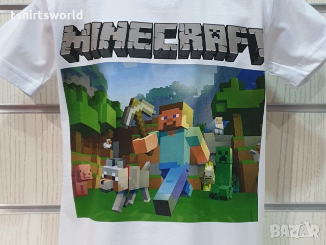 Нова бяла детска тениска с дигитален печат MINECRAFT (Майнкрафт), снимка 2 - Детски тениски и потници - 32607577