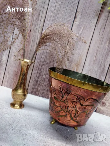 Старинна кашпа мед и месинг - ръчна изработка 