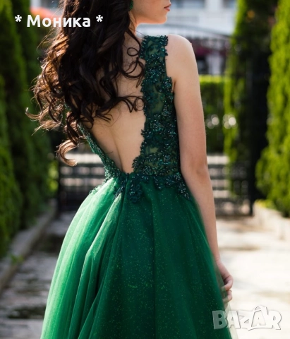 Тъмнозелена бална рокля, снимка 2 - Рокли - 52471917