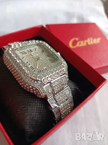 Уникален Часовник Cartier Картие All Diamonds Crystals Copy Унисекс Мъжки дамски Римски цифри , снимка 3 - Мъжки - 50360824