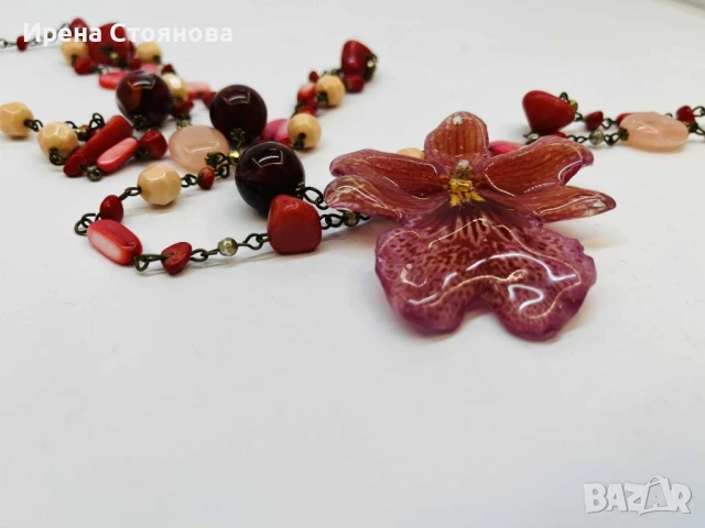 Колие с регулируема дължина, естествен цвят на орхидея, снимка 10 - Колиета, медальони, синджири - 51002776