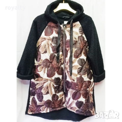 Дамско яке ЦВЕТЯ С БУКЛЕ РЪКАВ XL размер