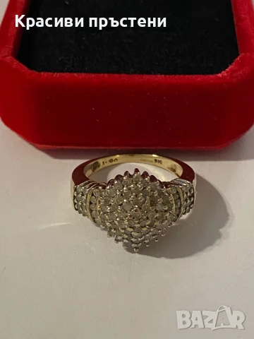 Златен пръстен с 1,00 карат Диаманти/Брилянти, снимка 2 - Пръстени - 50929122