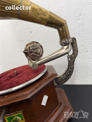 Стар грамофон с фуния  "His Master's Voice". №7771, снимка 4 - Антикварни и старинни предмети - 52839486