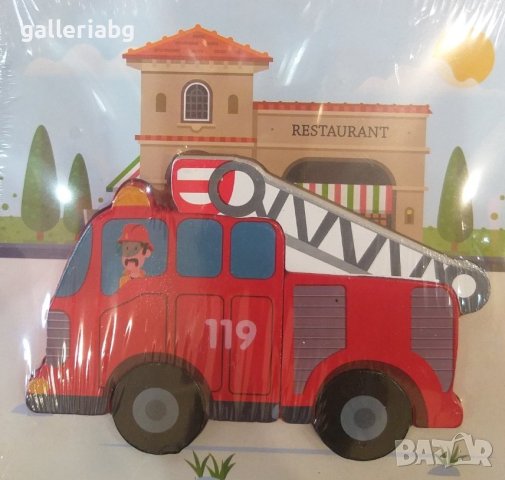 Дървена фигурка тип пъзел Пожарна 