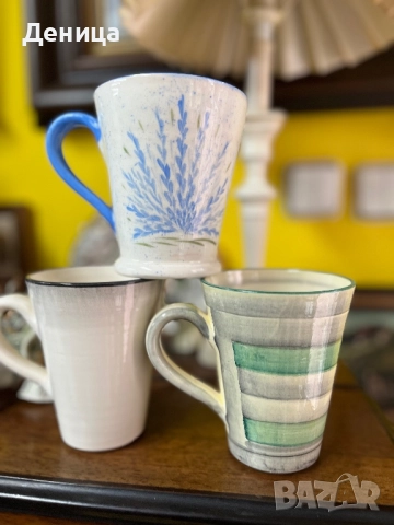 Авторски керамични чаши-тип Мъг Ръчно изработени и декорирани  Цвете и зелена чаша Вместимост-300/35, снимка 6 - Чаши - 52556505