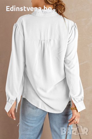 Дамска риза с дълъг ръкав в бяло, снимка 2 - Ризи - 40544212