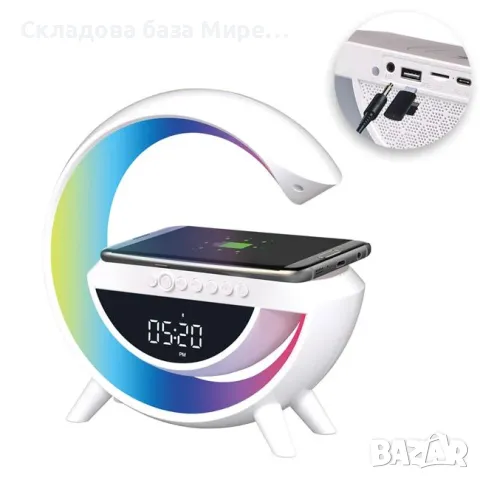 Мултифунционален,часовник.Безжично зареядно.високоговорител. Лампа RGB, Bluetooth