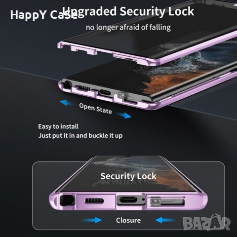 Samsung Galaxy S24 FE / S23 FE / Двоен 360 градуса магнитен кейс калъф с камера протектор, снимка 5 - Калъфи, кейсове - 43745126