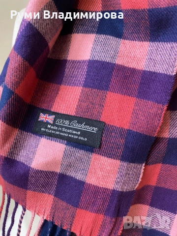 Мъжки, кариран шал от 100 % кашмир/ вълна, снимка 4 - Шалове - 48382070