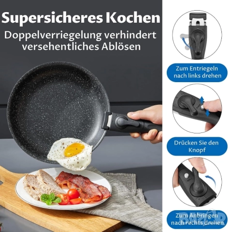 К-кт от 10 части съдове за готвене с незалепващо покритие, BEZIA, снимка 4 - Съдове за готвене - 51741202