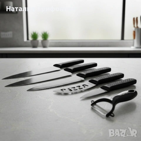 Комплект кухненски ножове – Cheffinger CF-MB08 от 6 части с мраморно покритие и магнитна кутия, снимка 4 - Прибори за хранене, готвене и сервиране - 53403977