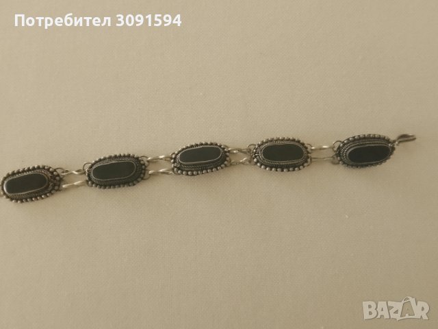   Възрожденска. Гривна  с ШЛИФОВАН ЧЕРЕН ахат , снимка 6 - Гривни - 43625524