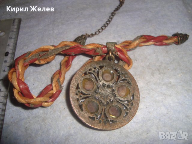 СТАРО БРОНЗОВО КРИСТАЛНО ФЛОРАЛНО ВИНТИДЖ КОЛИЕ ОГЪРЛИЦА 30133, снимка 6 - Колиета, медальони, синджири - 37851574