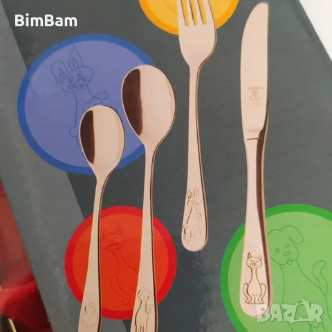 Комплект детски прибори за хранене JUSTINUS - с животни / 4 броя, снимка 2 - Прибори за хранене, готвене и сервиране - 47265943