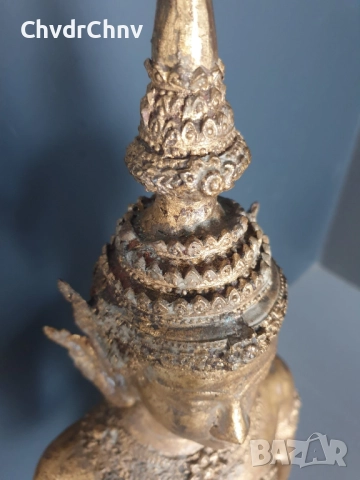 50см-8кг будистка фигура/стара азиатска-тайландска бронзова скулптура/статуетка на божество/ангел, снимка 5 - Антикварни и старинни предмети - 52457047