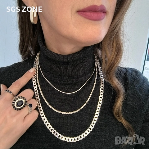 Красиво сребърено колие от Италия с родиево покритие, снимка 9 - Колиета, медальони, синджири - 53122720