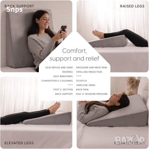 Възглавница за опора на гърба от мемори пяна със сваляне и перящ кадифен калъф, снимка 7 - Възглавници - 53106057