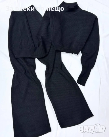 Дамски Плетен Комплект - Черно Или Кафяво Код BS-66, снимка 4 - Комплекти - 52005056