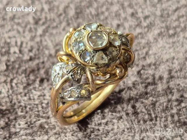 18 карата ЗЛАТЕН с диаманти КРАСИВ ЕЛЕГАНТЕН СТИЛЕН ПРЪСТЕН злато, снимка 10 - Пръстени - 47546941