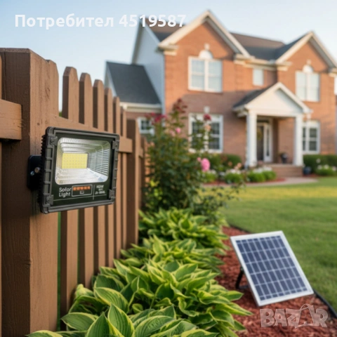 Соларен прожектор Jortan IP 66, дистанционно управление, индикатор за батерията, снимка 6 - Прожектори - 53478120
