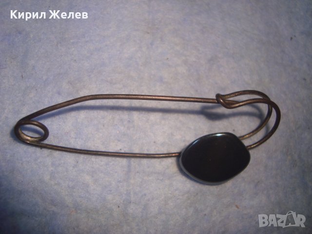 СТАРА ПОСРЕБРЕНА РЕТРО АРТ ДЕКО ФИБУЛА ИГЛА с ПОЛИРАН ХЕМАТИТ 8768, снимка 10 - Антикварни и старинни предмети - 37621527