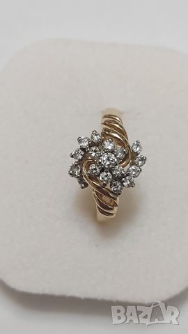 Златен пръстен с брилянти, снимка 8 - Пръстени - 43899495