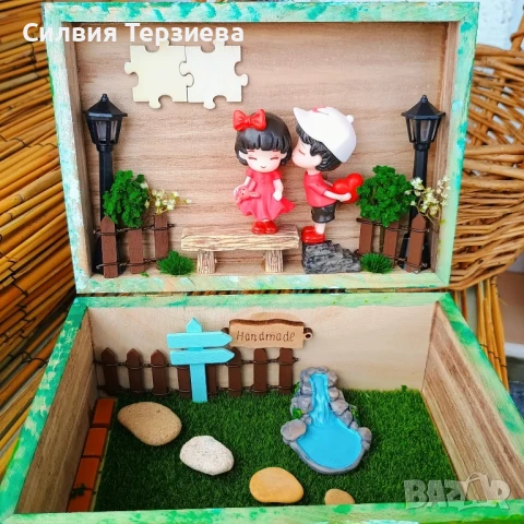 Уникална дървена кутия-макет "Fairy garden" с вътрешна декорация сюжет, снимка 4 - Други - 50835065