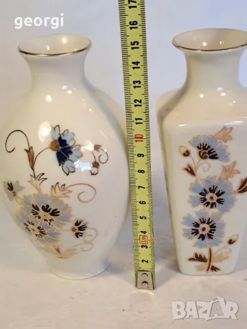 две порцеланови вази унгарски порцелан  с позлата Zsolney  22/2, снимка 8 - Вази - 49180707