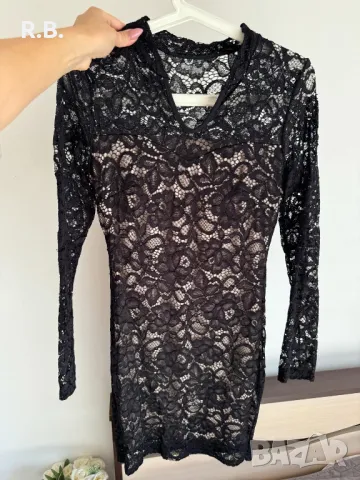Дантелена рокля с дълъг ръкав, М размер, снимка 7 - Рокли - 35985326
