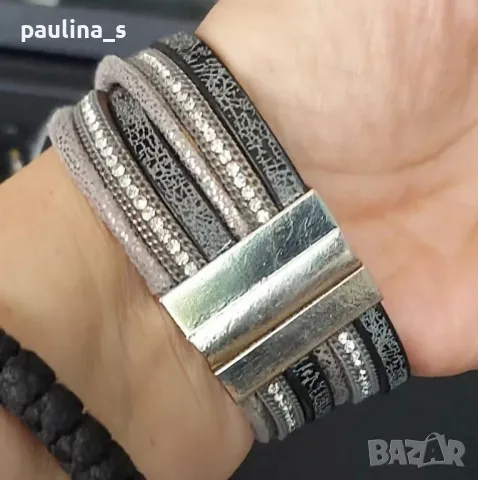 Два броя / Маркова гривна с магнитно закопчаване от стомана "Hallhuber" / ръчна изработка , снимка 11 - Гривни - 47201697