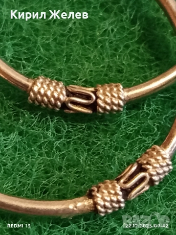 Винтидж сребърни обеци тип халка с класическа орнаментика КРАЛСКА ПЛЕТКА ръчна изработка 17618, снимка 3 - Обеци - 52871968